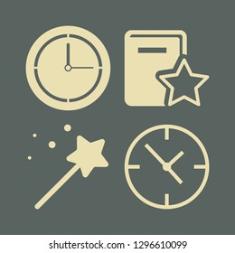 imagination icon set with magic wand, clock and book and star vector illustration