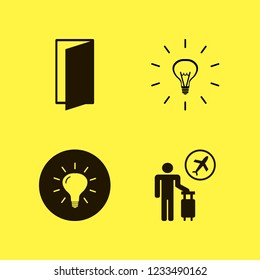 imagination icon. imagination vector icons set bulb, tourist flying and door open