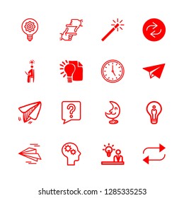 imagination icons set with hands framing, moon space toy and magic wand vector set
