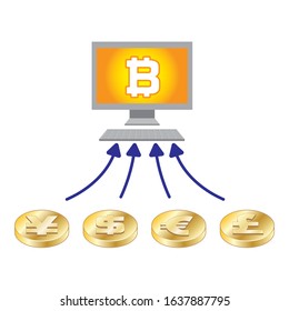 Imagination illustration of currency digitization (Created with EPS data)