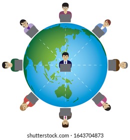 Imagination illustration of remote worker (Created with vector data)