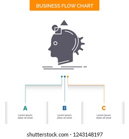 Imagination, imaginative, imagine, idea, process Business Flow Chart Design with 3 Steps. Glyph Icon For Presentation Background Template Place for text.