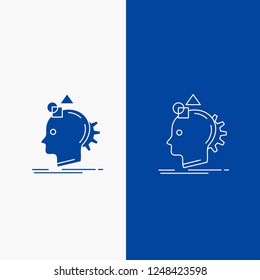 Imagination, imaginative, imagine, idea, process Line and Glyph web Button in Blue color Vertical Banner for UI and UX, website or mobile application