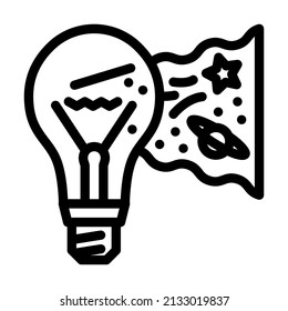 vector de icono de línea de bombilla de imaginación. señal de la bombilla de la imaginación. símbolo de contorno aislado ilustración negra