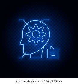 imagination, man, setting, brain blue neon vector icon. Blue and yellow neon vector icon. Transparent background