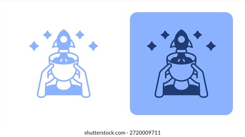 Imaginação mistaIlustração de ícone de cor de dois tons e contrastante de fundo