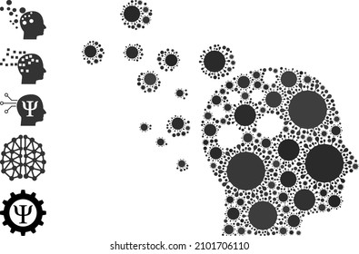 Imagination mosaic icon. Vector mosaic created with randomized virus icons. Virus cell mosaic imagination icon and similar icons. Imagination mosaic for medical images.