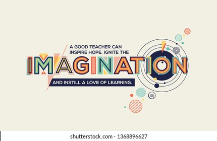 Imagination quote in trendy typography. Imagination concept for your wall graphics, typographic poster, advertisement, web design and office space graphics.