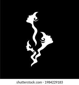 Imagination Smoke Become Silhouette of the Woman Face . Vector Illustration