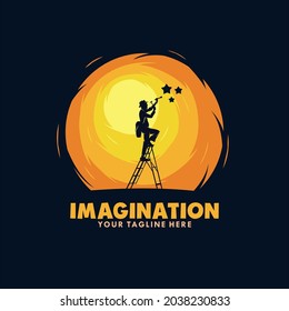 Imagination in the sunset logo design