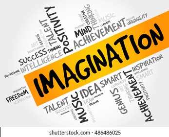 Imagination word cloud, business concept presentation background