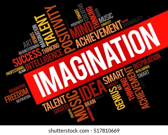 Imagination word cloud collage, creative business concept background