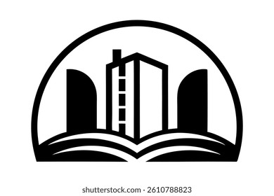 Imaginative design of books on a shelf turning into skyscrapers against a dusk sky, reflecting creativity and urban evolution on World Book and Copyright Day
