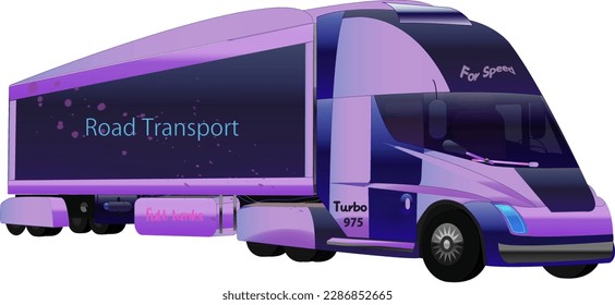 An imaginative design of the refrigerator truck and a new flow in magenta color