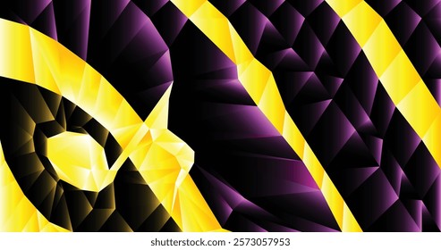 An imaginative geometric pattern featuring Quaver on yellow and purple tones, creating an eye-catching abstract style. Ideal for artistic designs or musical themed backgrounds 