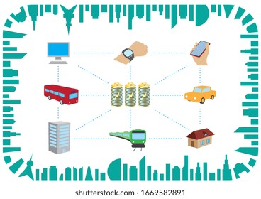 Imaginative illustration of a smart city (Created with vector data)