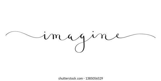 IMAGINE black brush calligraphy banner with swashes