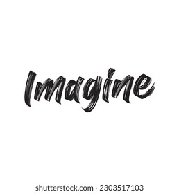 IMAGINE brush calligraphy banner on white background.