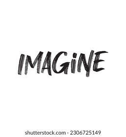 IMAGINE brush calligraphy banner on white background.