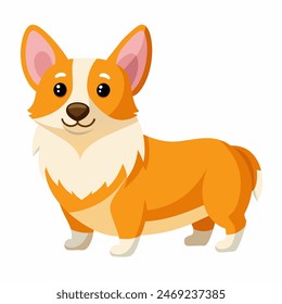 Imagine a cute Corgi, a friendly cartoon dog with short legs and big ears, spreading happiness