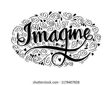 Imagine hand lettering concept.