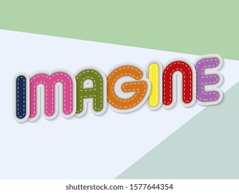 imagine letters banner with border stitches