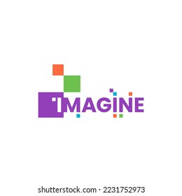 imagine logo on white background. purple imagine word. colorful imagine concept