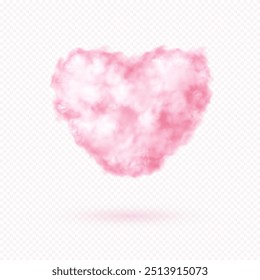 Stellen Sie sich eine rosafarbene, herzförmige Wolke vor, die romantische Designs mit Kreativität und Schönheit inspiriert. Realistische Illustration für Valentinstag, romantische Karte oder Plakat-Design-Vorlage.