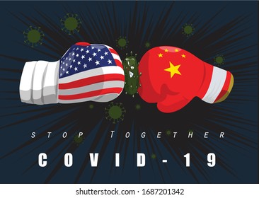 Imagine vector stop Together  covid 19 dark  blue background