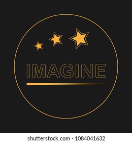 Imagine word on dark background in linear style.