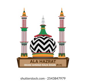 Imam Ahmad Raza Khan Dome dois Minarete Ilustração