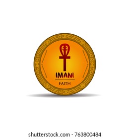 Imany - Faith  symbols of kwanzaa event. gold and etnic design full vector