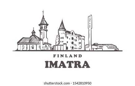 Imatra sketch skyline. Imatra, 
Finland hand drawn vector illustration. Isolated on white background. 