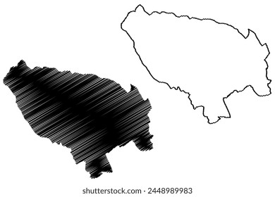 Imboden District (Switzerland, Swiss Confederation, Canton of Grisons, Graubünden or Graubunden) map vector illustration, scribble sketch Plaun Region map