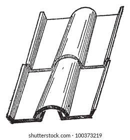 Imbrex and Tegula, vintage engraved illustration. Dictionary of Words and Things - Larive and Fleury - 1895