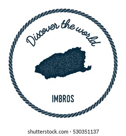 Imbros map in vintage discover the world rubber stamp. Hipster style nautical postage Imbros stamp, with round rope border. Imbros map vector illustration.