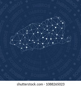 Imbros network style island map. Splendid space style, modern design for infographics or presentations.