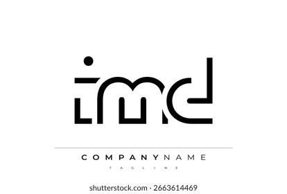 Diseño de logotipo de carta abstracta IMD. Diseño moderno del logotipo del negocio con tipografía Abstractas y estilo contemporáneo