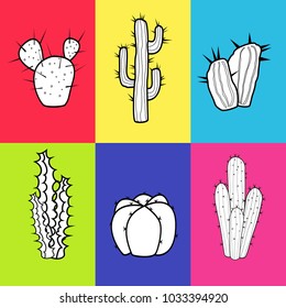 Imeges of black and white cacti.