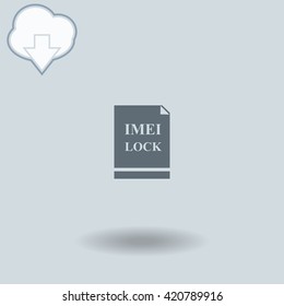 Imei lock icon with shadow. Cloud of download with arrow.