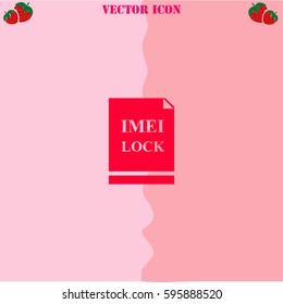 Imei lock vector  icon. Strawberry Background.