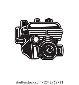 imeless Beauty and Power Unleashed An Exquisitely Detailed SVG-Style, Simplistic Black  White Image of a Vintage Motor, Captivating the Essence of Nostalgia and Elegance in a Minimalistic Masterpiec
