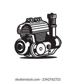 imeless Beauty and Power Unleashed An Exquisitely Detailed SVG-Style, Simplistic Black  White Image of a Vintage Motor, Captivating the Essence of Nostalgia and Elegance in a Minimalistic Masterpiec