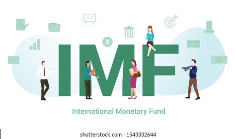 imf international monetary fund concept with big word or text and team people with modern flat style - vector