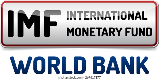 IMF International Monetary Fund - Illustration board with reflection and shadow on white background