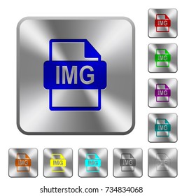 IMG file format engraved icons on rounded square glossy steel buttons