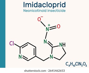 Imidacloprid molecule. Neonicotinoid insecticide used in agriculture and pest control. Vector illustration