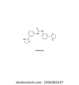 Imidocarb flat skeletal molecular structure Antiprotozoal drug used in babesiosis treatment. Vector illustration scientific diagram.
