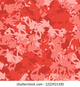 Imitation of camouflage - seamless pattern in different shades of red and pink colors. Seamless repeat UFO camo glamour pattern, usable as bright print or ornament, backdrop, background etc.