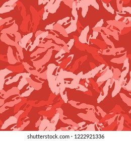 Imitation of camouflage - seamless pattern in different shades of red and pink colors. Seamless repeat UFO camo glamour pattern, usable as bright print or ornament, backdrop, background etc.